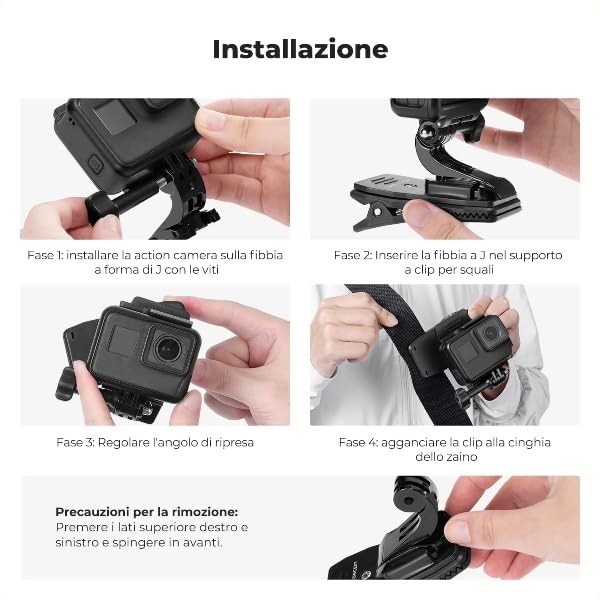 Image of SHOPEE 360 Rotation Backpack Strap Quick Clip Mount for Hero 13 /12 /11 /10 /9 /8 /7 /6 /5 /4 Black, Osmo Action 5 Pro /4 /3 and Other Action Camera