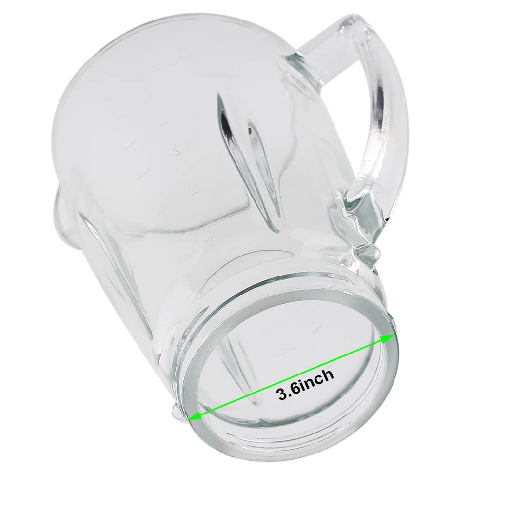 Anbige Replacement Parts Glass jar with Jar Base Bottom Cap,Blade with Rubber Gasket, Compatible with Oster Pro 1200 Blenders