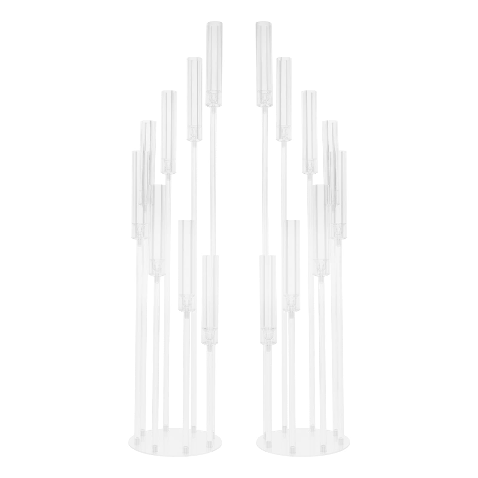 Juego de 2 candelabros acrílicos transparentes con 8 brazos para