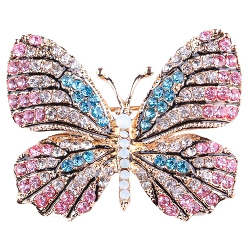 Image of Gyn&Joy Multi-Color Crystal Rhinestone Winged Butterfly Pin Brooch BZ030