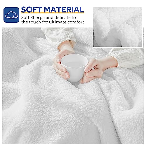 Sealy Electric Blanket Heated Throw 50"x60" Soft Double Sherpa Super Cozy with 6 Fast Heating Levels & 2-10 Hours Auto-Off, Over-Heat Protection, Machine Washable, Ivory