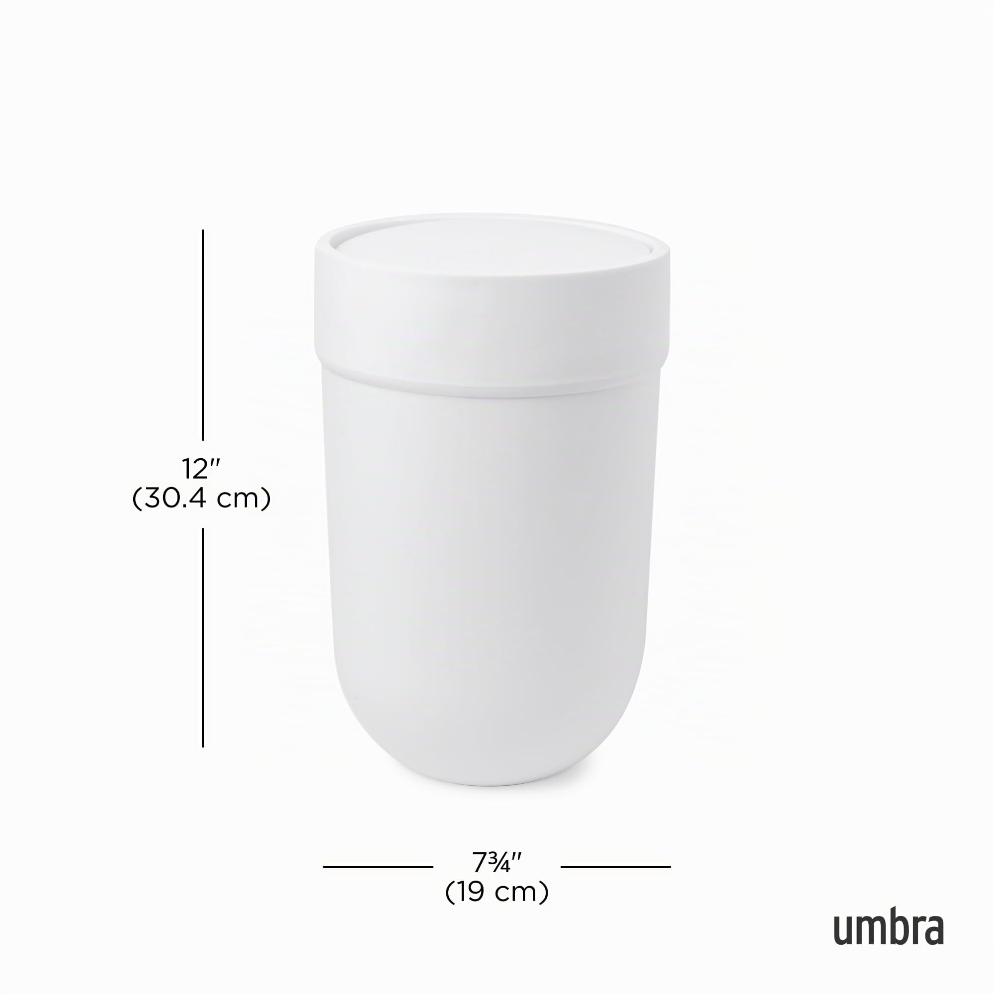 Umbra Touch Bote de basura con tapa para baño, con capacidad de 6 litros, Blanco