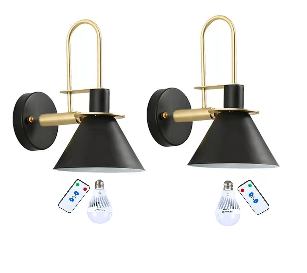 Lámpara de Pared LED, con Interruptor Remoto y Bombilla a batería, Cargador de lámpara de Pared Regulable con cableado para Interiores para Dormitorio, salón, casa de Campo, escale