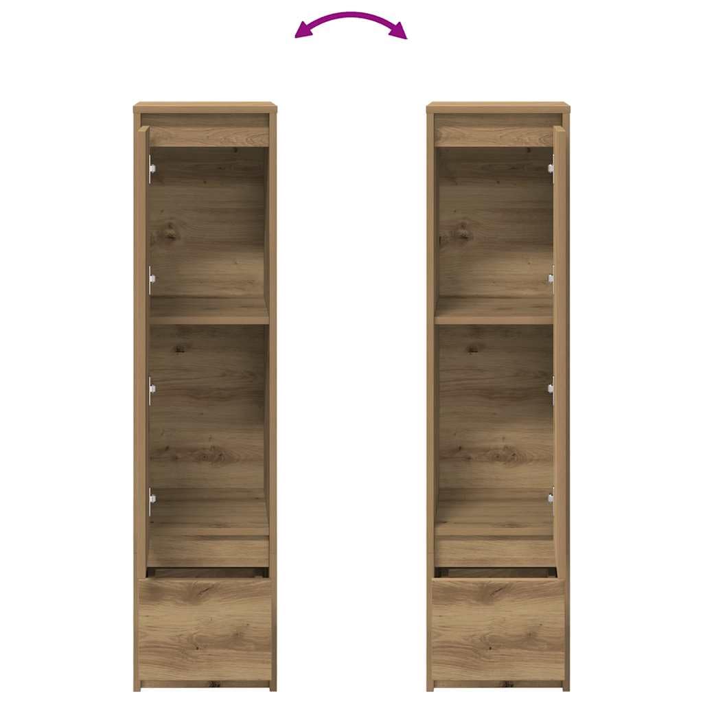 Fengshui Highboard Artisan dąb 29,5 x 34 x 119,5 cm materiał drewnopochodny