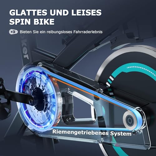 Heimtrainer Fahrrad, Indoor Cycling Bike mit LCD-Monitor, Heimtrainer mit Pad-Halterung, Stationäres Fitnessbike für Zuhause Kardio Training, Bis 140KG – Bild 3