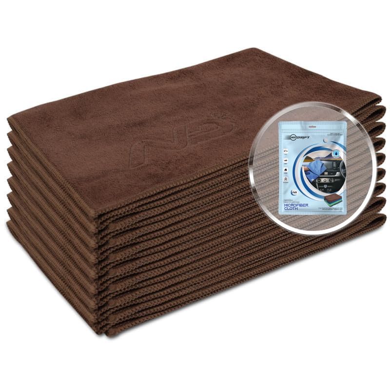 Image of Neodrift '400 GSM' Microfiber Cloth (Size - 40X60 Cm)(Set of 8 PC)(Colour - Coffee)(Ultra Soft Cleaning Cloth for Car, Bike - Polishing, Detailing, Highly Absorbent)