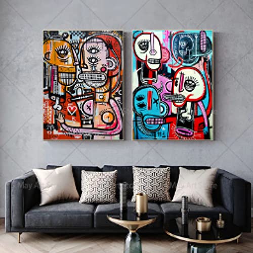 Toile abstraite colorée street art affiche grand format 70x100cm impression haute définition