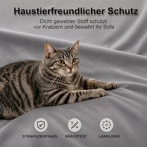 Loiion Anti Griffe Chat Canapé Impermeable Antidérapante Gris 340x180cm - 12