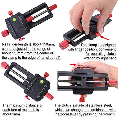 Ishoot Improved Universal 150Mm Macro Focusing Rail Slider Close-Up Shooting Head All Metal Camera Support Bracket Holder, Built-In Arca-Swiss Type Clamp And Quick Release Plate For Tripod Ballhead #TOP5