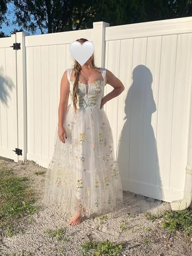 Basgute Women's Flower Embroidery Tulle Prom Dresses Tea Length Corset A Line Fairy Formal Evening Party Gown4