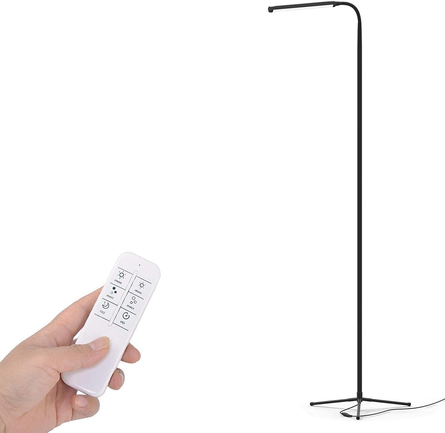 Floor Lamp LED Eye-Care Standing Lamp Remote Control for Living Room Bedrooms Study Reading (12 Level Adjustment, 3000-6000K, 6W 500 Lumens Ultrahigh Brightness, 10 color Temperatures)