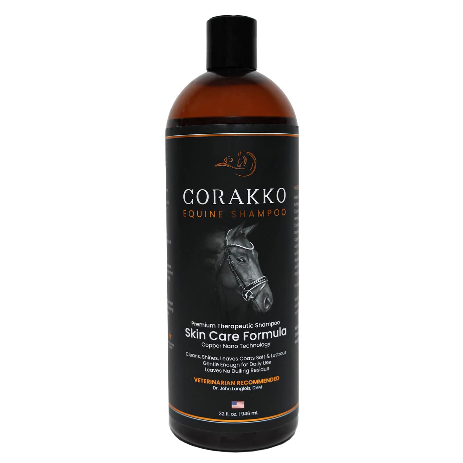 Corakko - Horse Shampoo - Premium Therapeutic Skin Care Formula - Nano-Copper Technology - Leaving Coat Conditioned & Protected Against Skin Funk, Itching, Bites, & Preventing Skin Ailments - 32oz