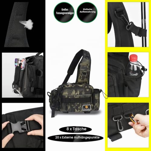 Foto von drado Angeltasche Sling Angeltasche, Wasserdicht und verschleißfest Angelrucksack für Angelzubehör