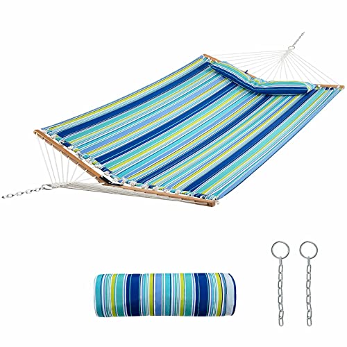 Gymax Hammock, Portable Hammocks With Spreader Bars & Detachable Pillow, Quick Dry & Waterproof Adjustable Folding Camping Hammock For Outdoor Patio Beach Picnic Poolside #TOP19