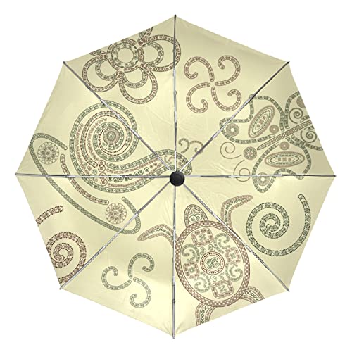 Parapluie pliant Vnurnrn imprimé tortue marine idéal pour voyage et plage