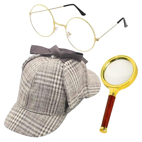 探偵コスチューム小道具,探偵コスプレ小道具 | コスプレ衣装小道具 帽子 眼鏡 ルーペ 男女兼用 子供 ハロウィン パーティー 舞台演技用,コスプレ 劇 舞台 演劇 テーマパーティー 誕生日 ハロウィーン イベント