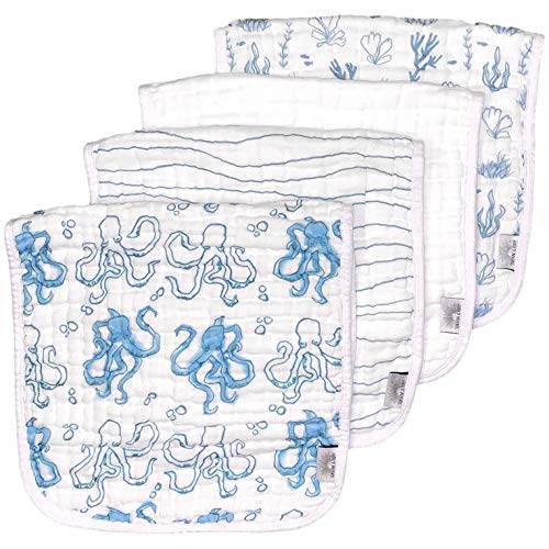 Muslin Burp Cloths - 4 Pack of Burp Rags, Burping Cloths, Burp Clothes - Large Absorbent Unisex Spit Up Rags for Boys and Girls - Gender Neutral Set or Registry Gift for Babies