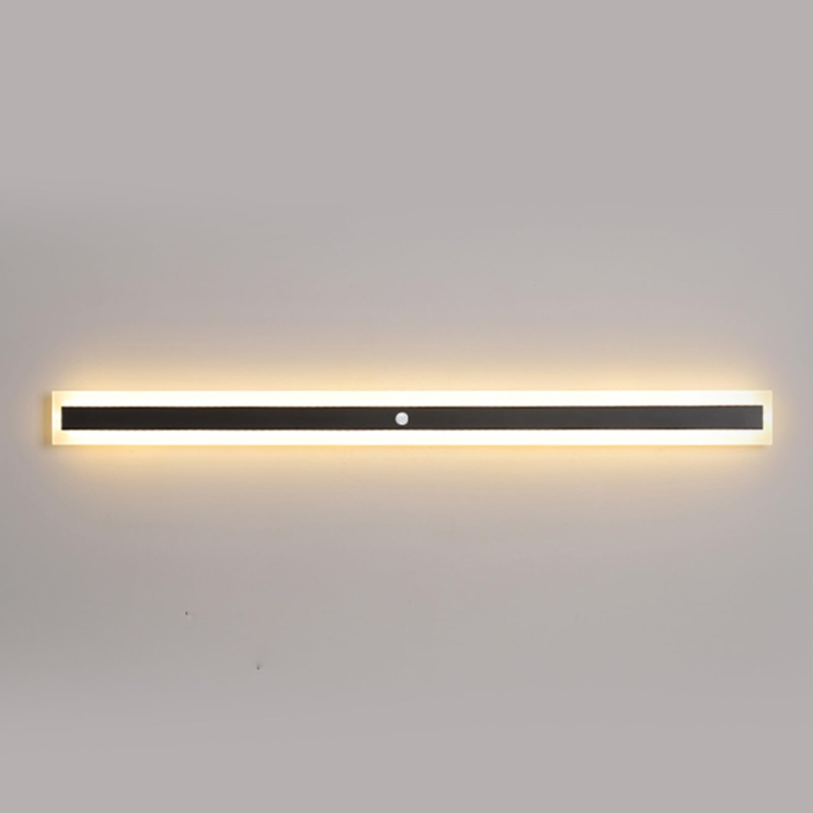 LED Lange Wandleuchte mit Bewegungsmelder Außen Innen IP65 Wasserdicht Außenwandleuchte Modern Wandlampe Acryl Außenlampe Schwarz Gärten Korridor Terrassenbeleuchtung (Warmes Licht,100CM)