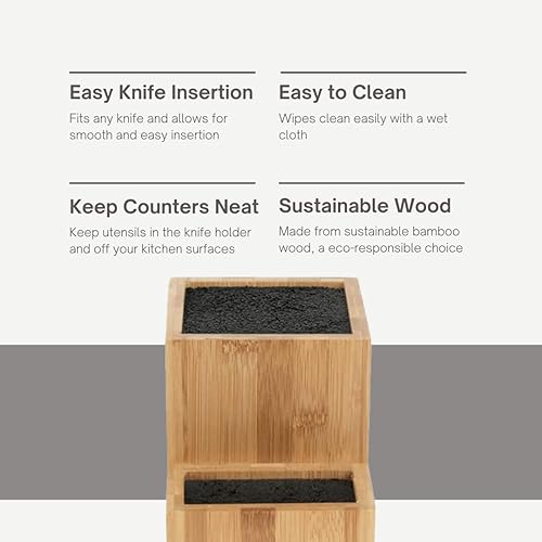 Miniatura 5 de Mantello Soporte universal para cuchillos bloque de cuchillos sin cuchillos bloque universal de almacenamiento de cuchillos de dos niveles soporte