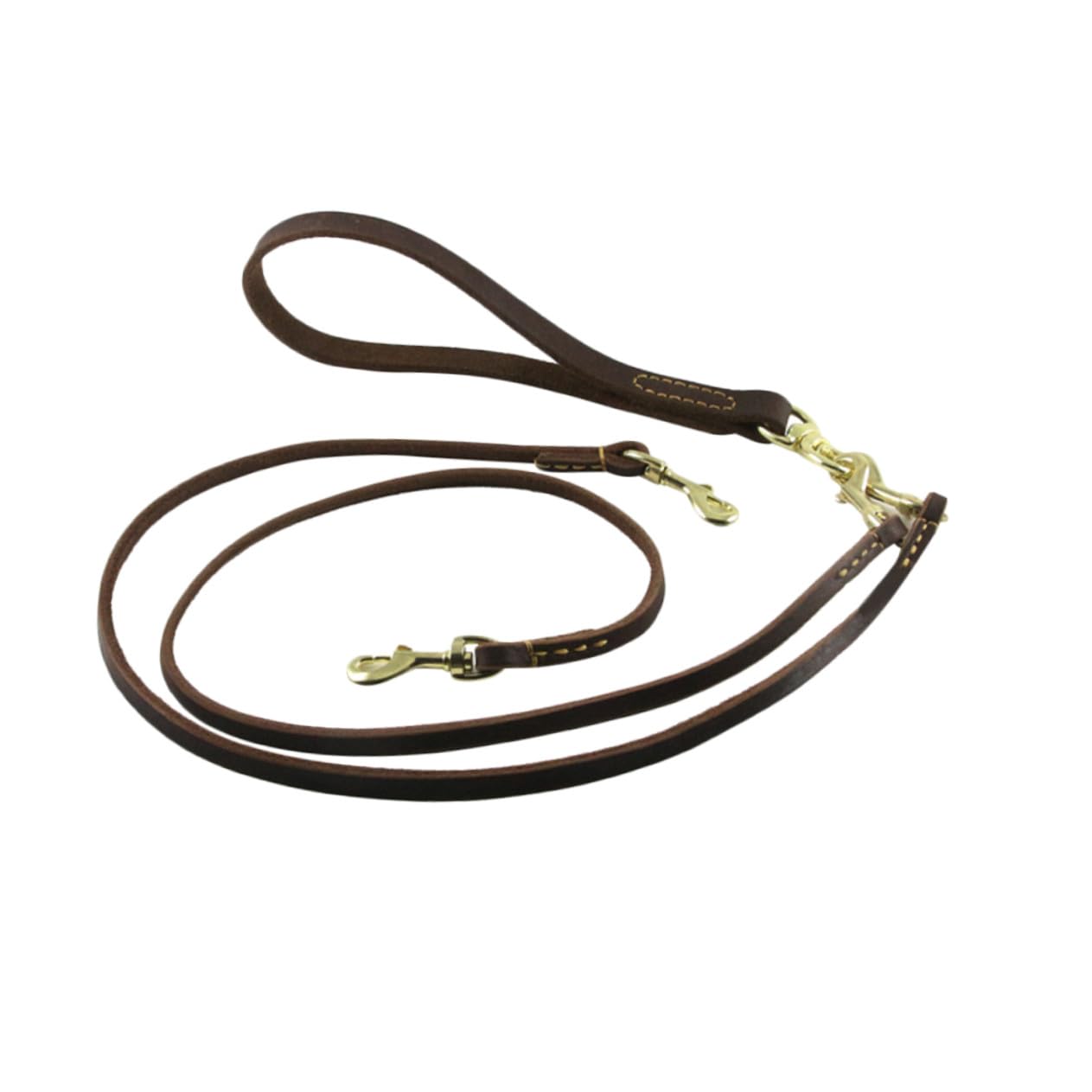 Laisse Double Tête pour Chien et Chiot, Cuir 1 Pièce 1,6x120 Cm