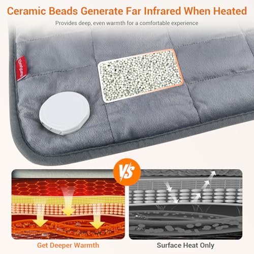 Image of Comfytemp Weighted Large Heating Pad 17 inchx33 inch for Back & Period, FSA Eligible Far Infrared Electric Heat Pad, Fathers Day Gift for Dad Men, HSA King Size Heated Pad with Evenly Filling Ceramic Bead