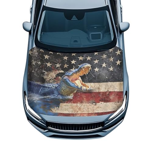 Image of Car Hood Cover,Snowproof Universal Car Hood Cover Protector Suitable Most Automotive Sedans Trucks Pickup Sports Cars,Car Accessories Crocodile Print