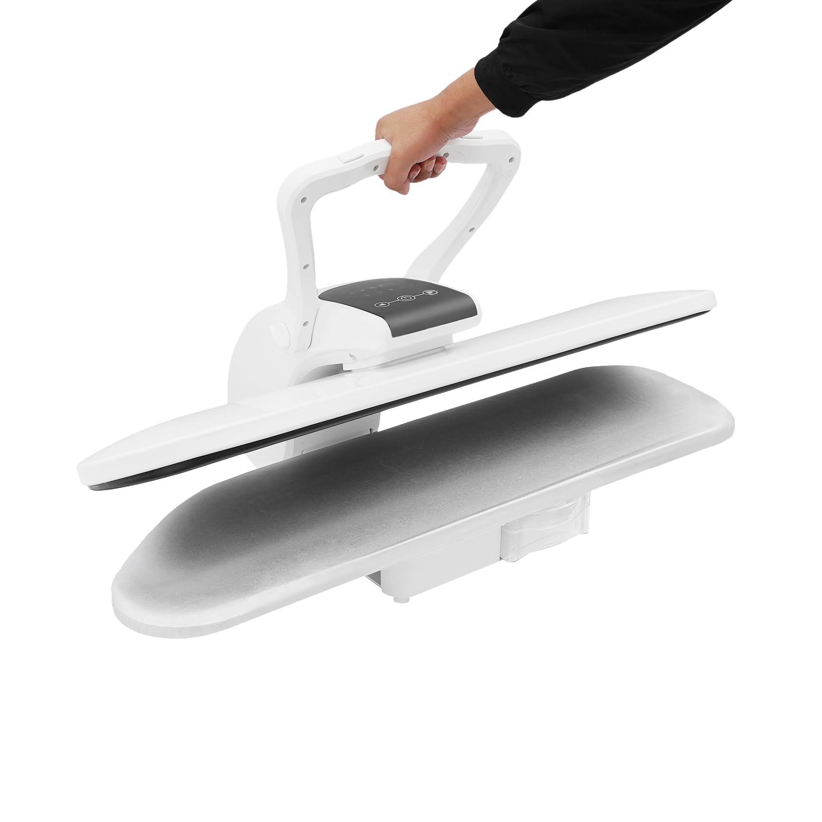 Prasa parowa 36", do gospodarstwa domowego, 2200 W, żelazko parowe, pięć regulowanych poziomów temperatury, prasa termiczna z poduszką z tkaniny (wtyczka UE, biała)