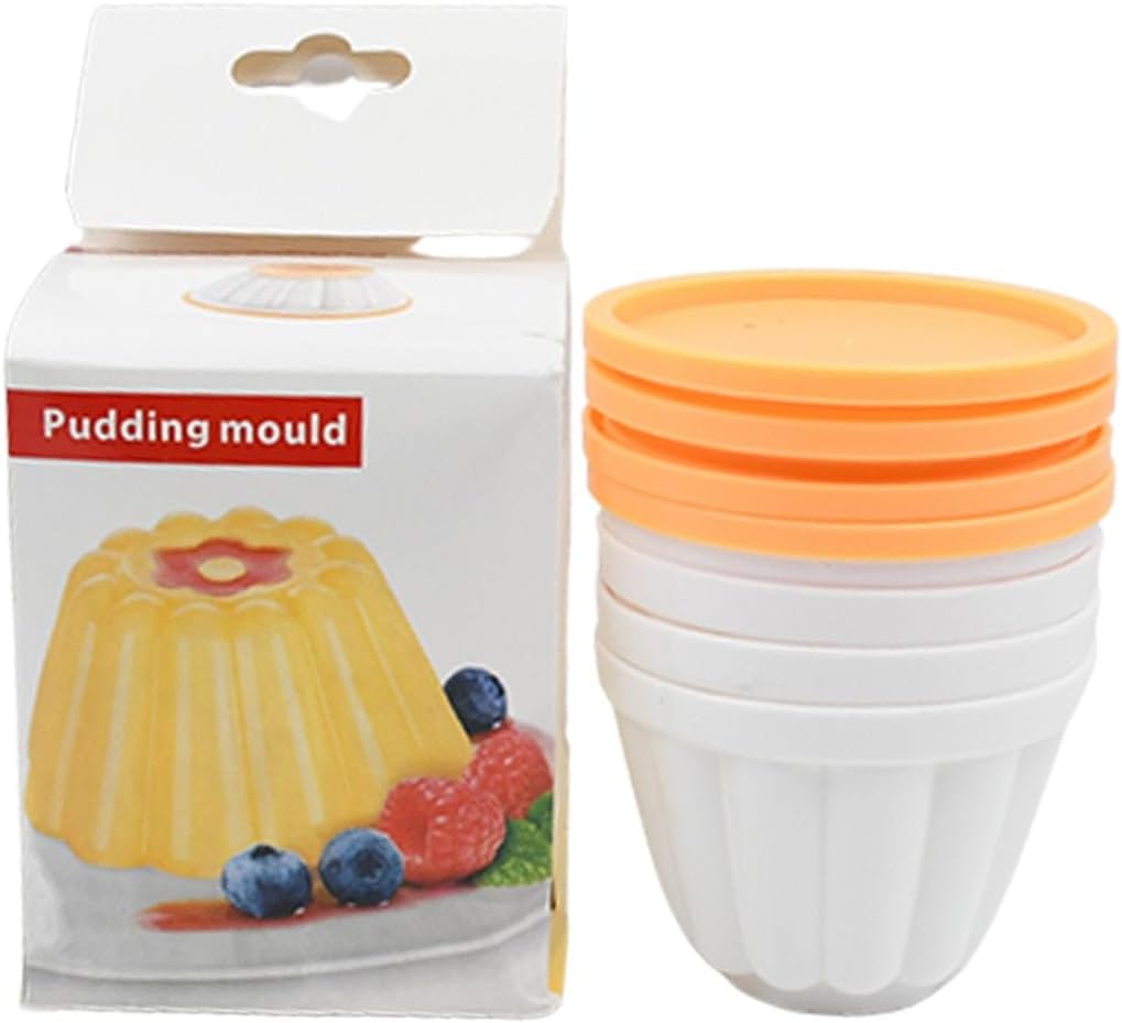 Pudding Molds, Custard Mould, and Jelly Molds – Set of 4 Cups with Lids, for Making Puddings, Ice Creams, and Desserts
