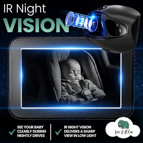 Image of Leo&Ella Camio Wired Car Baby Camera & Monitor, Rear Facing Carseat in Backseat with night vision for infants, Safe Driving View with Night Vision, Easy Install, Universal Vehicle Fit