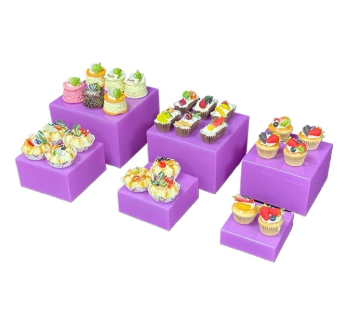 Espositore per Dolci per Feste di Compleanno Set di 6 espositori for Cupcake, impilabili(Purple)
