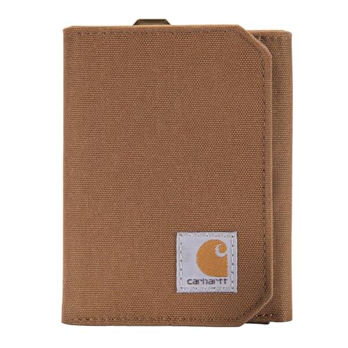 Carhartt Mens 700D Nylon Duck Wallets RFID-Blocking W/Trifold and Front Pocket Options Carhartt Brown (Trifold)