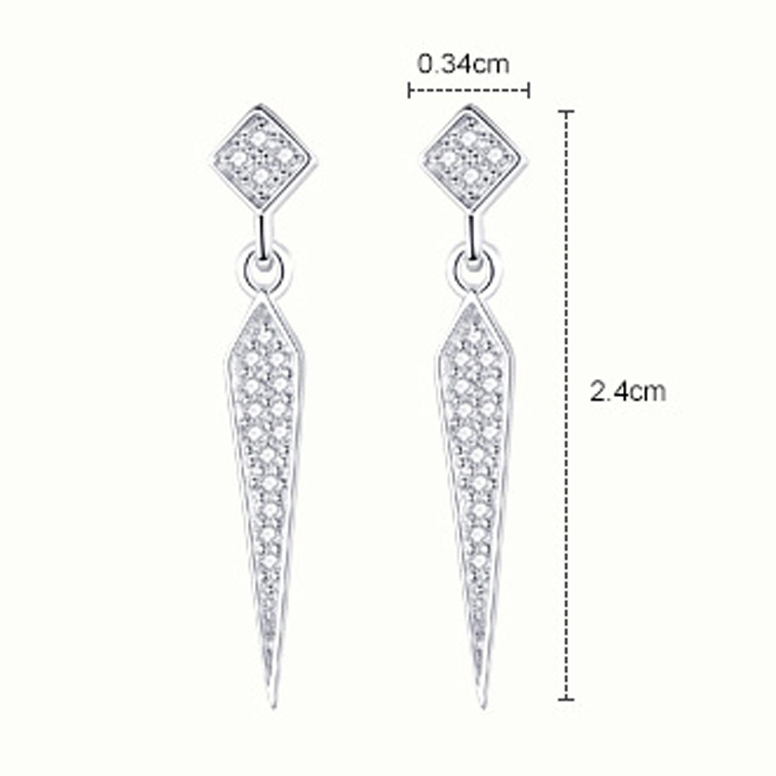 Orecchini a perno da donna, in oro bianco, in platino, quadrati con ciondolo geometrico in moissanite
