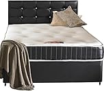 Just Beds Faux Leather Double Divan Bed Including Luxurious Memory Foam Mattress And Dimonte Headboard (4'6x6'3 Double)