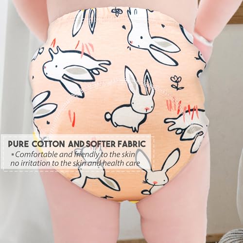 Image of Bembika Baby Training Pant - Soft Cotton, Reusable, and Leak-Resistant Potty Training Pants for Kids Padded Underwear for Babies to Support a Smooth Diaper Free Transition (L | 18-24 Months Bunny Theme)