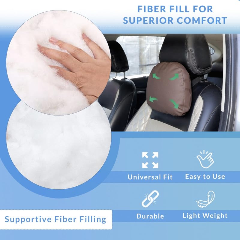 Image of Neodrift 'CloudFlex' (Set of 1) | (Color - Brown) Car Back Seat Neck Rest Cushion Ergonomic Neck Support with Premium Fiber Fill, Pain Relief for Neck and Shoulder