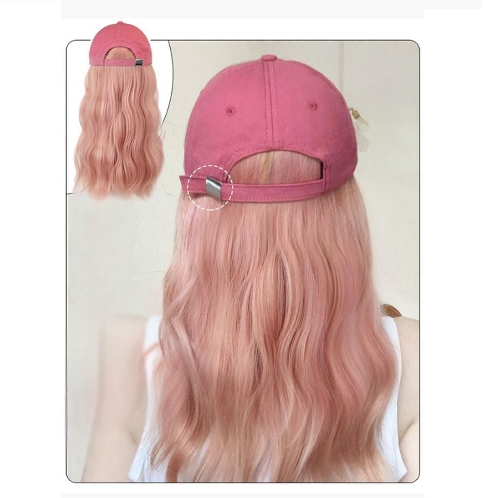 FEELIN Baseball Cap with Hair Extensions Hat Wig Women's Natural Simulated Long Hair Wig Baseball Cap Wig Women's Fashion Wig Hat Hat Wig
