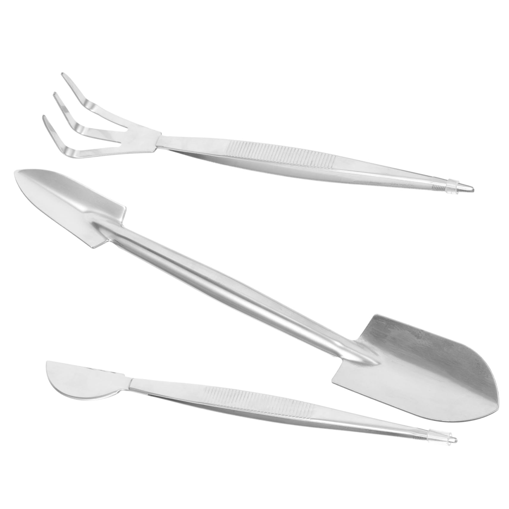 Pinzette Rastrello Bonsai Acciaio Inox Argento