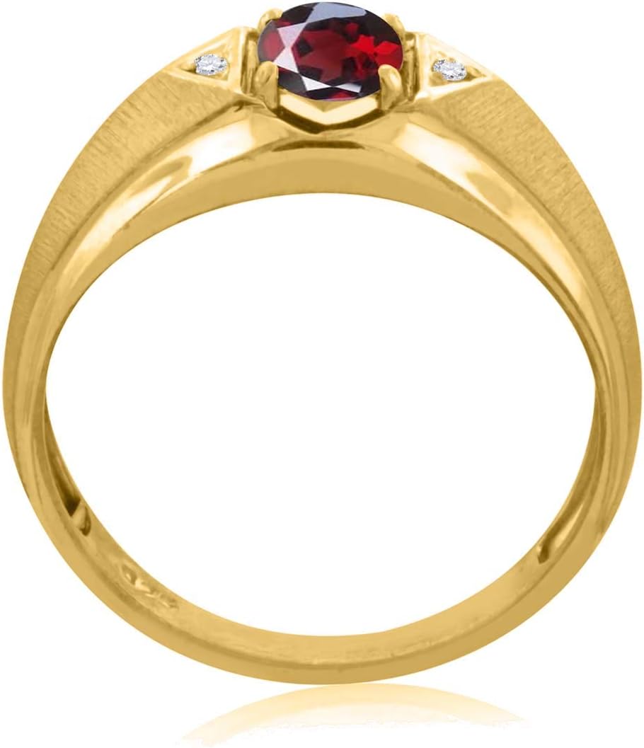 MauliJewels Engagement Rings for Men 0.76 Carat Exotic Mens Diamond And Oval Garnet Ring prong 10K Yellow Gold