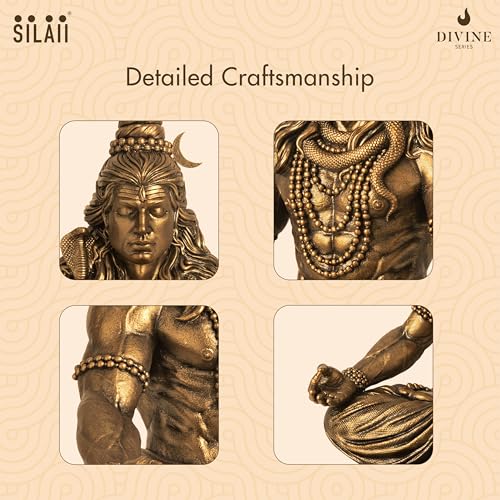 Image of SILAII Lord Shiva Meditation Statue - 12 Inch Mahadev Murti | Spiritual Home Decor Showpiece | Ideal for Meditation, Yoga & Prayer Room
