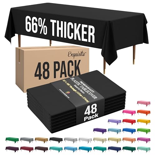 Image of Exquisite Black Rectangle Tablecloth 54 inchx108 inch - 48 Pack