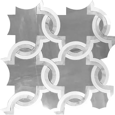 Soft White and Smoky Gray 12 x 12 Polished Marble Mosaic Tile