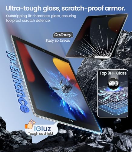 Image of iGluz 2 Pack for iPad 10.2-inch(9th /8th /7th Gen.) 9H+ Tempered Glass Screen Protector with Easy-Install Box[12FT Military Grade Shatterproof] Apple Pencil Compatible,HD Clarity,Scratch Resistant