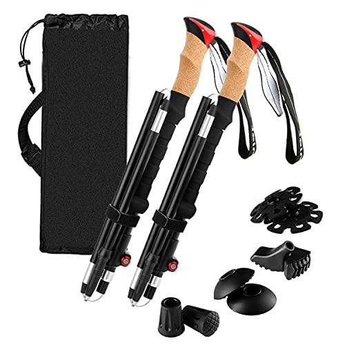 Bastoncini Da Trekking Pieghevoli In Alluminio - Con Impugnatura In Sughero Per Uomini E Donne