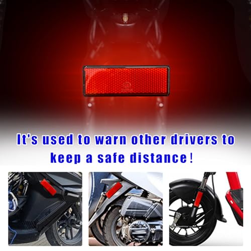 Image of Dickno 2 PCS M6 x 1.0 Motorcycle Reflectors, Plastic Screw Mount Reflective Warning Reflector, Universal Motorbike Rear Safety Reflectors for Motorcycle, Bicycle, Scooter (Rectangular Red 56x25mm)