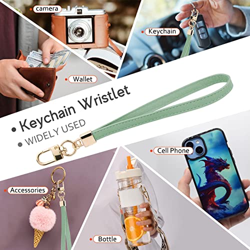 Image of KNGITRYI Small Wristlet Wallets for Women RFID Credit Card Holder Wallet Keychain Wristlet Wallet Credit Card Wallets for Women (Green)