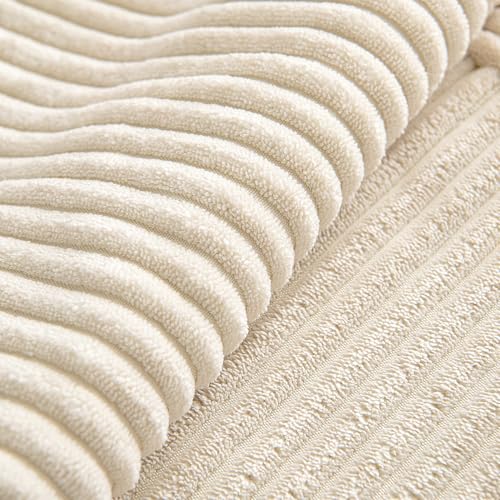 MIULEE 4er Set Kissenbezug 50×50cm Kordsamt Biese Patchwork Beige Serie – Ansicht 7