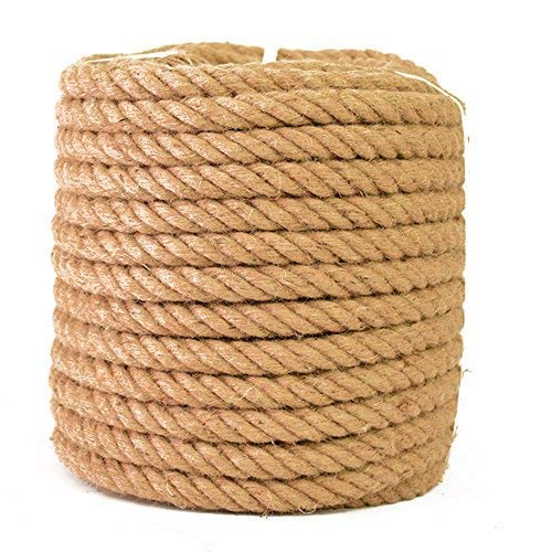 PetHot 30M 28MM Natural Jute Hessian Rope Cord Braided Twisted Boating Garden Decking DIY Plant Hangers