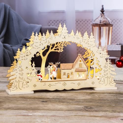 mucHome LED Schwibbogen Lichterbogen aus Holz - 40 cm Holz...