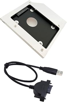 SATA 2nd Hard Drive Optical Bay Caddy Case Tray for 9.5mm Universal Laptop CD / DVD-ROM Optical Bay + USB 2.0 Cable for Laptop ODD DVD