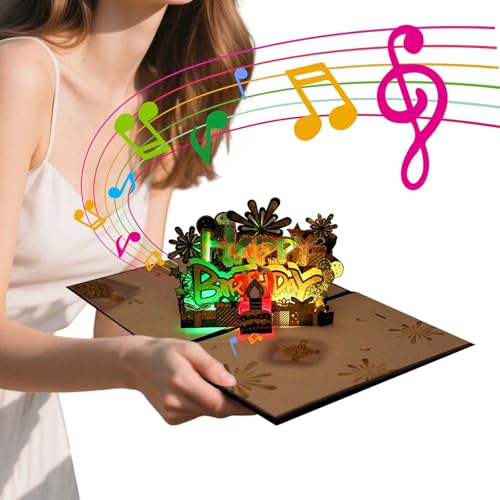 Interaktive Pop-Up-Karte zum Geburtstag mit ausblasenden Kerzen & Musik, anpassbare